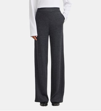 pantalon large en laine - Agnès b. - Chiné gris foncé
