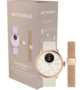 Montre santé ScanWatch 2 Rose Gold 38mm + bracelet milanese offert Withings