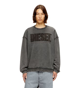 Sweat-shirt en coton avec logo appliqué - Diesel - Gris foncé
