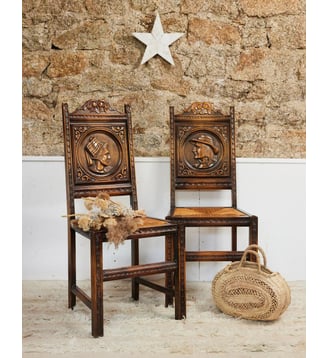 Paire de chaises bretonnes Claude N°1343- Produit chiné - Debongout - Bois foncé