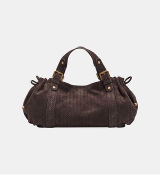 Sac à main en cuir velours effet tressé - 24H - Gerard Darel - Cacao