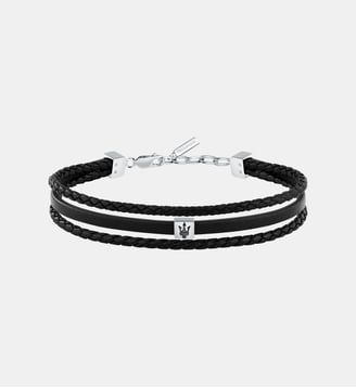 Bracelet RECYCLED LEATHER - Maserati - Black stainless steel
