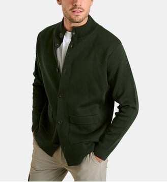 Cardigan droit Gabie Trapani laine mélangée -Bleu marine-M - Cala 1789 - Kaki
