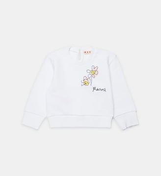 Sweat-shirt à col rond avec logo - Marni - Blanc