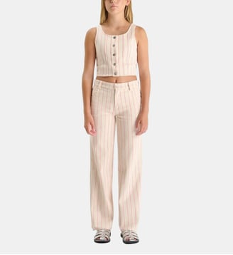 Pantalon TYKOGI droite en jeans - Le Temps Des Cerises - Beige