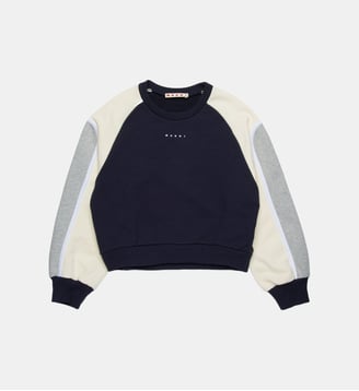 Sweat signature en coton - Marni - Bleu marine et écru