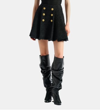 Jupe patineuse en tweed - Balmain - Noir