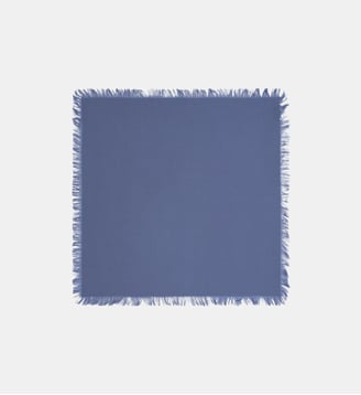 Foulard à fines franges en cachemire - Bompard - Bleu atlas