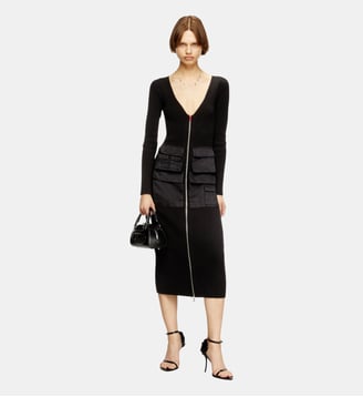 Robe midi côtelée avec poches cargo - Diesel - Noir