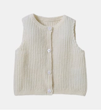 Gilet sans manches  laine et mohair - Cyrillus - Écru