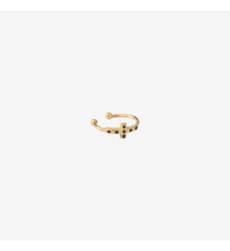 Bague d'oreille dorée jet - ATHENA - Caroline Najman - Cristal noir