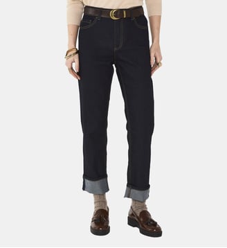 Jean Cropped À Revers Delia - Maison 123 - Bleu brut