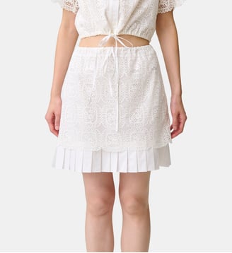 Jupe courte dentelle - Claudie Pierlot - Blanc