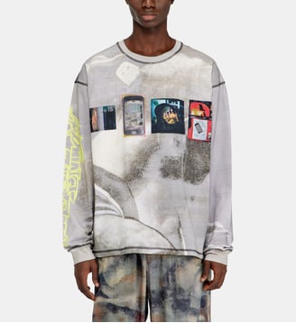 T-shirt à manches longues avec imprimé intégral et empiècements - Diesel - Gris