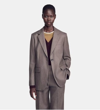 Veste de tailleur en laine - Sandro - Greige