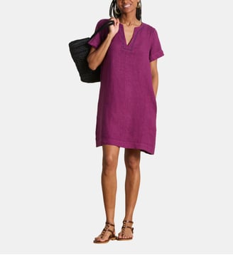 Robe courte droite en lin - La Fée Maraboutée - Figue
