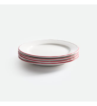 Lot de 4 assiettes à dessert en porcelaine - La Redoute Interieurs - Blanc et rouge