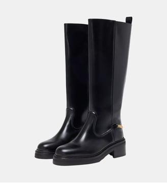 Bottes plates en cuir détail chaine - Maje - Noir