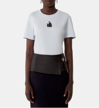 T-Shirt Brodé La Mère Et L'Enfant En Jersey - Lanvin - Bleu