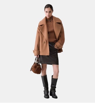 Manteau court en laine à double boutonnage - Liu Jo - Beige