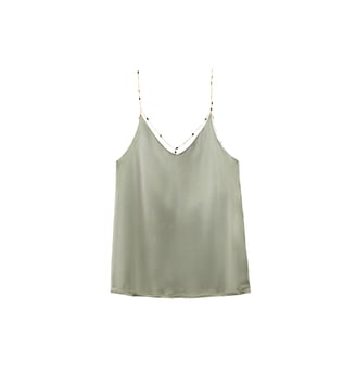 Caraco sans manches col v uni DARA - La Petite Etoile - Vert amande
