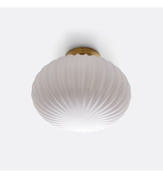Plafonnier ou applique, en laiton et verre opaline - La Redoute Interieurs - Blanc et laiton