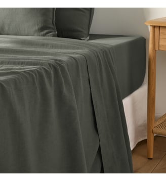 Drap plat en coton/lin lavé - La Redoute Interieurs - Romarin