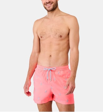 Short de bain - Brodé Bateau - Arthur - Rose