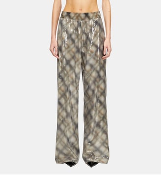 Pantalon à sequins avec motif à carreaux - Diesel - Beige gris