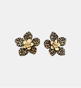 Boucles d'oreilles Balagane fleurs imprimé léopard - Balaboosté - Marron