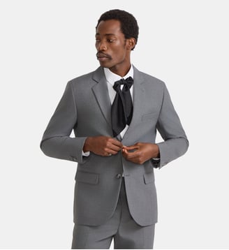 veste cintrée en toile de laine - Agnès b. - Chiné gris foncé