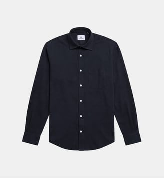 Chemise manches longues unie en coton - Serge Blanco - Bleu marine