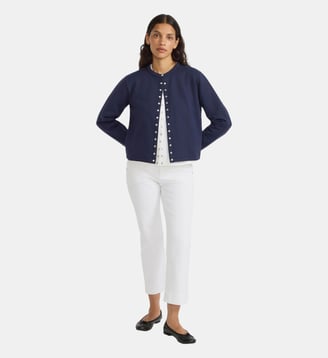 cardigan pression en molleton de coton - Agnès b. - Bleu minorque