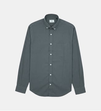 Chemise manches longues en coton avec poche poitrine ronde - Serge Blanco - Kaki