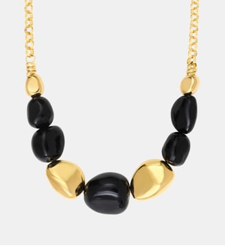 Collier chaîne   doré à l'or fin - Loulou - Satellite - Noir et or