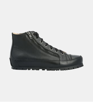 Basket cagliari - cuir lisse - Manfield - Noir