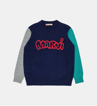 Pull col rond avec logo - Marni - Bleu foncé
