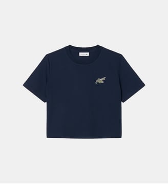T-shirt coton avec badge relaxed fit - Lacoste - Bleu marine