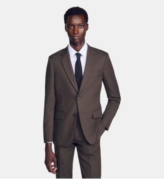 Veste de costume en laine - Sandro - Taupe foncé
