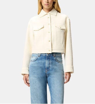 Veste camionneur en laine bouclette mélangée - Pinko - Blanc et blanche neige