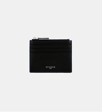 Porte cartes zippé Charles en cuir grainé - Le Tanneur - Noir