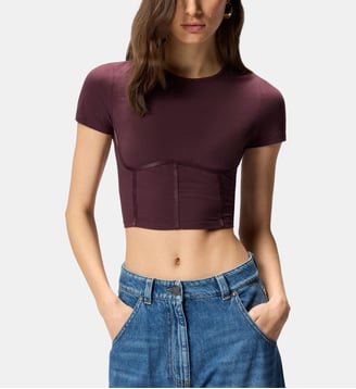 Top corset à manches courtes - Pinko - Bordeaux