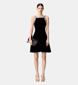 Robe évasée maille velours perles - Claudie Pierlot - Noir