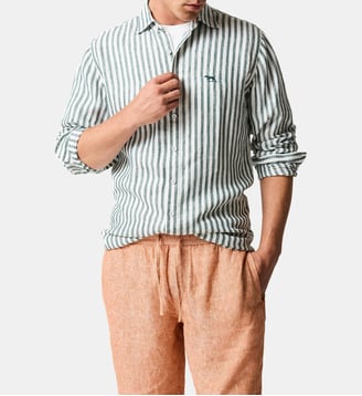 Chemise Seadown en Lin Italien Albini – Coupe Ajustée - Rodd & Gunn - Vert forêt