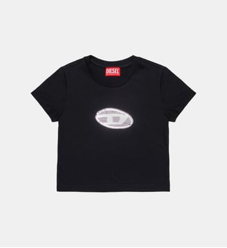 T-shirt en jersey à logo pailleté - Diesel Kids - Noir