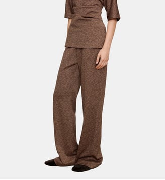 Pantalon flare en tissu chiné - Adolfo Dominguez - Grenat et marron