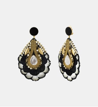 Boucles d'oreilles clips   - Alizia - Satellite - Noir et blanc