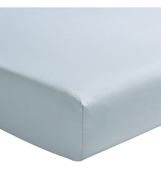 Drap housse uni en percale de coton, bonnet de 40cm, PREMIÈRE - Essix - Bleu glacier