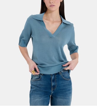 Pull NAMBA Droit Uni en Viscose - Zapa - Bleu