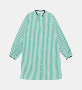 Robe courte trapèze  imprimé à rayures ROSETTA - La Petite Etoile - Écru et vert